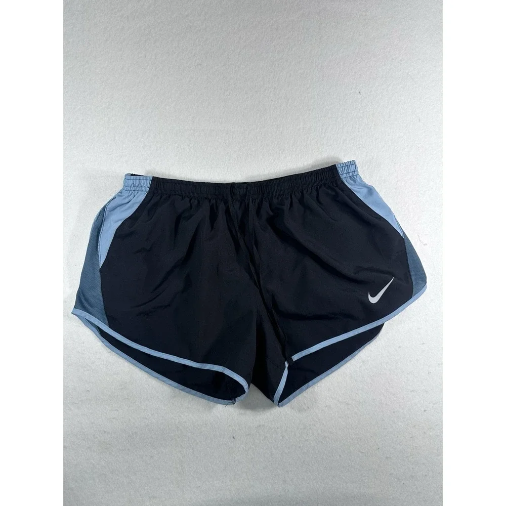 Nike Women's Dri-FIT Running Athletic Shorts Black Blue Size Large